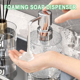 Foam Soap Dispenser, 300ML Plastic Soap Dispenser Liquid Hand Jar Dispenser, 10 oz Refillable Foam Pump Bottle Dispenser, Clear Hand Wash Liquid Dispenser, Hand Soap Dispenser for Bathroom Kitchen