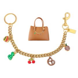 LSBDJDL Cherry Pretzel Flower Heart Charms Bag Purse Charm Chain For Handbags Gold Key Chain Accessories Cute Keychain Gifts For Accessories Women, Pink, 4.5in*1.1in