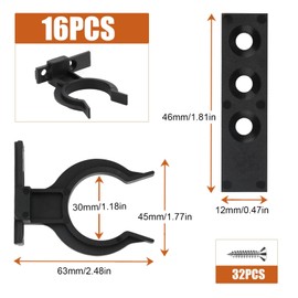 Pack of 16 Skirting Board Clips Kitchen Skirting Clips for Skirting Boards Kitchen Plinth Mounting Clips Skirting Plate Holder Black Plastic with 48 Screws for Kitchen Feet 32-42 mm