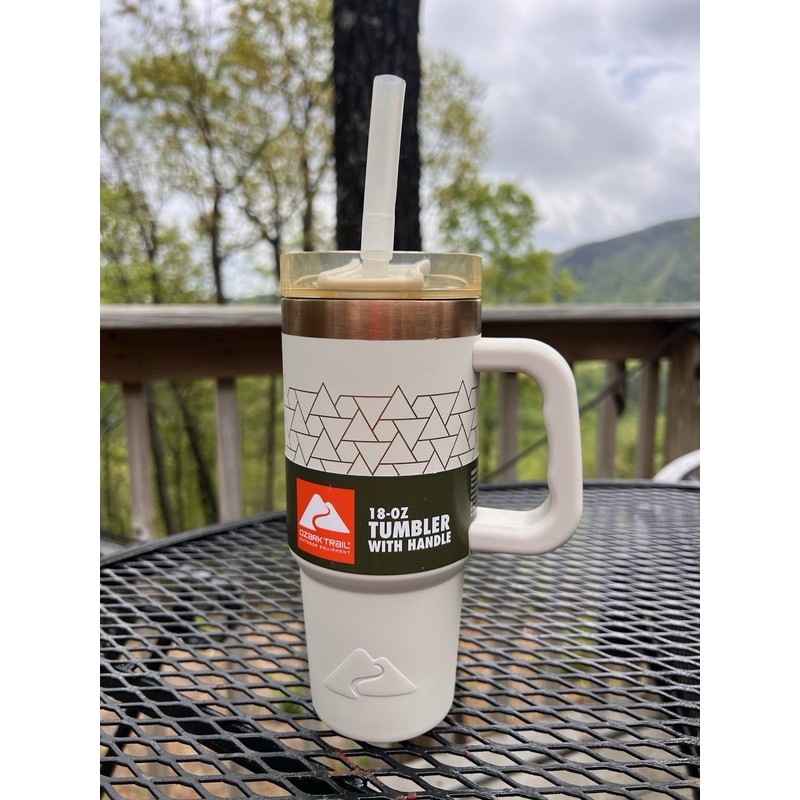 Ozark Trail 18 oz Insulated Stainless Steel Tumbler With Handle,Beige