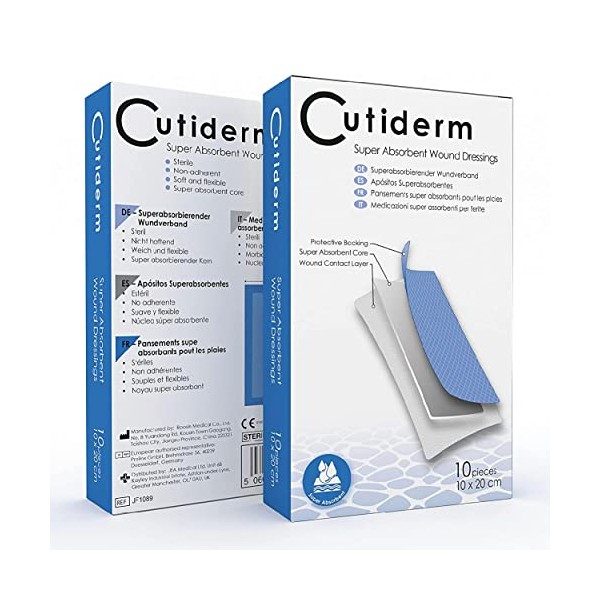 Cutiderm Cutiderm Sterile Low Adherent Super Absorbent Wound Dressings 10cm