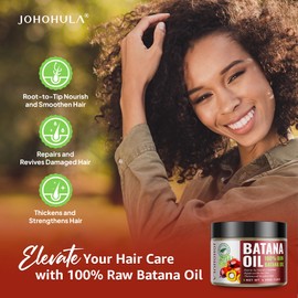 Johohula Batana Oil for Hair Growth: 100% Natural Batana Oil for Strengthening Thin Hair - Hair Care Oil for Women To Nourish Dry Frizz Damaged Split End Hair