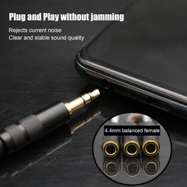 4.4mm Balanced Female to 3.5mm Stereo Male Adapter Cable, Lossless Sound Transmission, Gold Plated Connectors, for Headphones, Cell Phones, Tablets (Cool Grey)