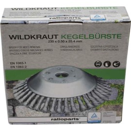 Stens Wire Weed Brush 200mm x 25.4mm Cone Cup Brush 36 Plaits 1" Bore Size