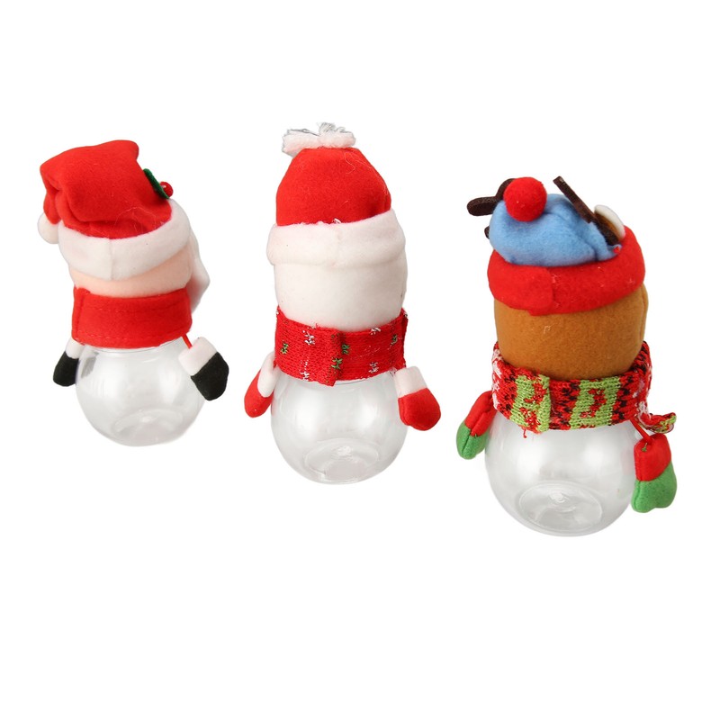 3pcs Christmas Candy Jars Transparent Clear Plastic Biscuits Jars Decorative