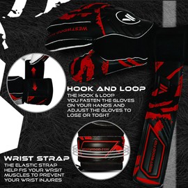 WESTWOOD FOX Goalkeeper Gloves,Finger Protection Soccer Goalie Gloves for Kids,Youth,Adults,Heavy Grip Palm with Dumbo latex 4+3 mm,Wrist Support (BLACK-RED, Size 6 suitable for 8 to 10 Years old)