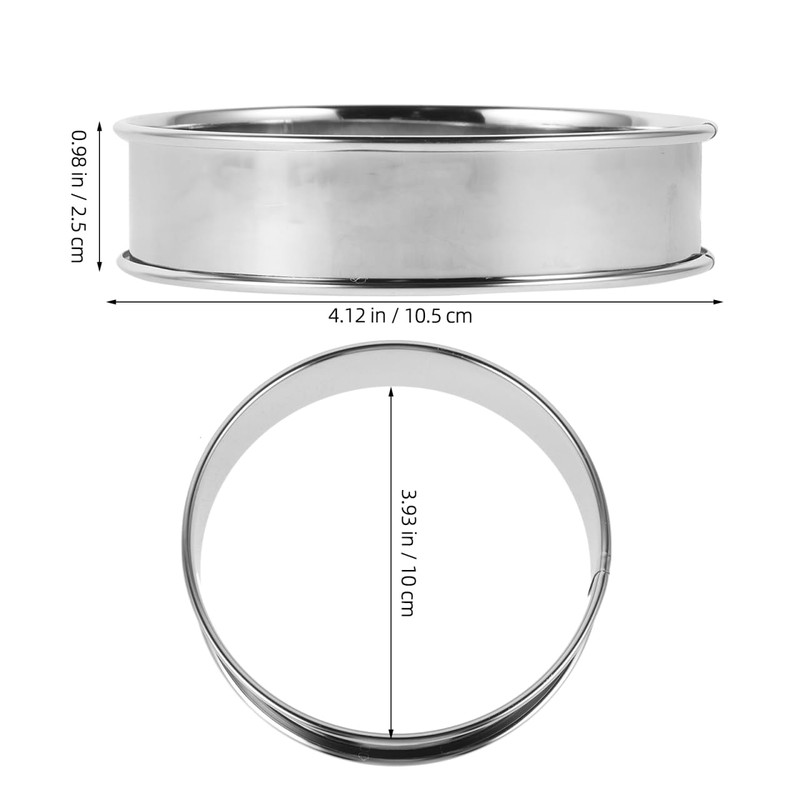 BESTOYARD 4Pcs Stainless Steel Pancake Rings - 10Cm Double Rolled