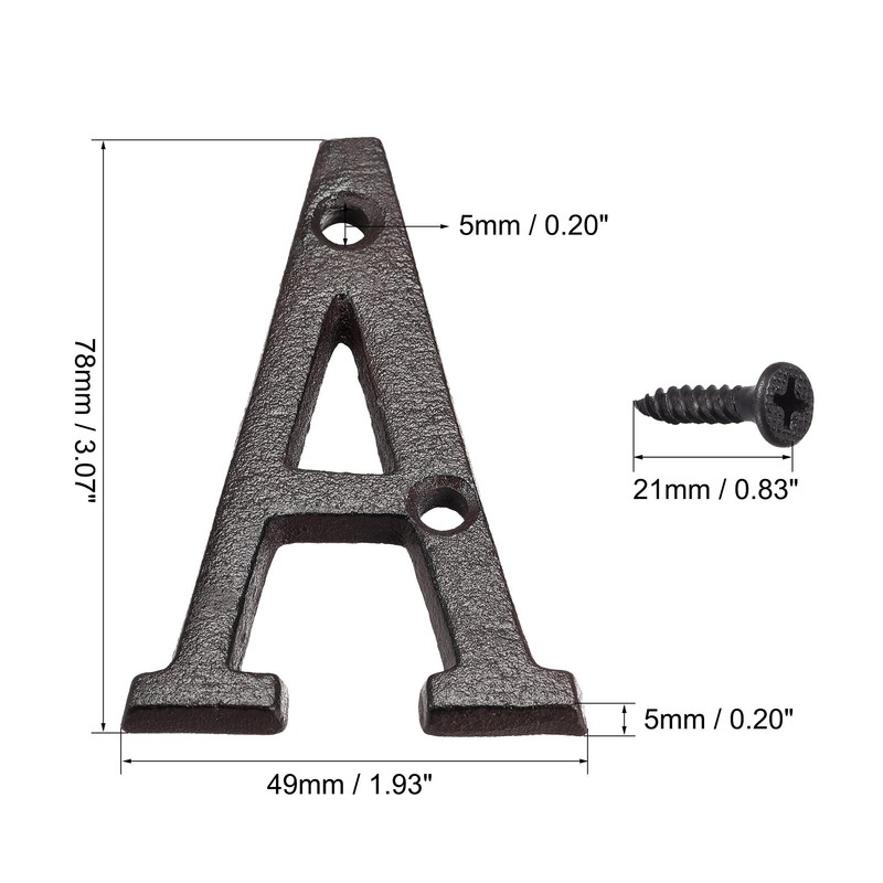 sourcing map House Letter, 3 Inch Cast Iron Letter a