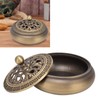 Antique Incense Burner Brass Holder with Lid Fireproof Cotton Interior