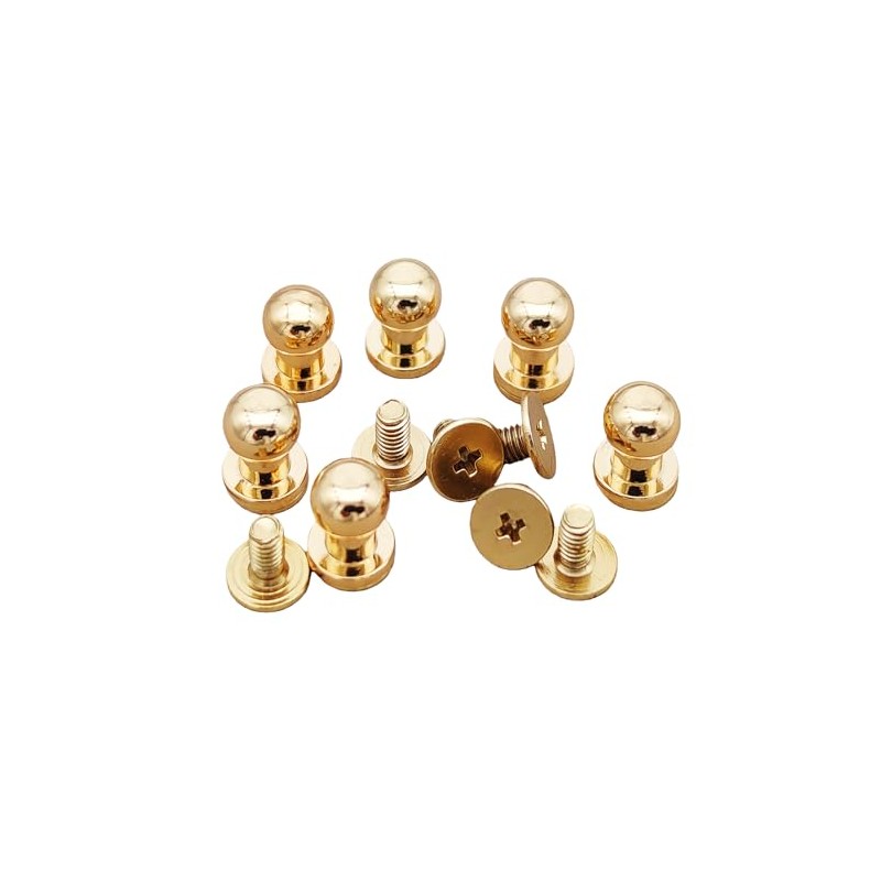 Denailey 12 Sets Solid Brass Round Head Button Stud Screw
