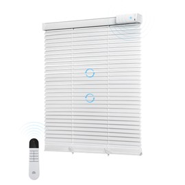 JaeJaes Motorized Blinds with Remote Control, PVC Rechargeable Electric Blinds for Windows Light Filtering Horizontal Blinds for Home Office, 31" W x 72" H, White