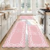 Scalloped Kitchen Rug Set of 3, Pink Bow Kitchen Mats