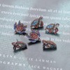 Zeshimb Bohemian Starfish Seashell Crab Turtle Earrings Set Wooden Printed