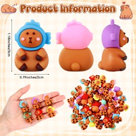 Halloscume 50 Pcs Mini Capybara Figurines Capybara Rubber Figures Ornament Miniature Cute Animal Desktop Tabletop Craft Decor for Garden Hide and Seek Miniature Landscape Accessories