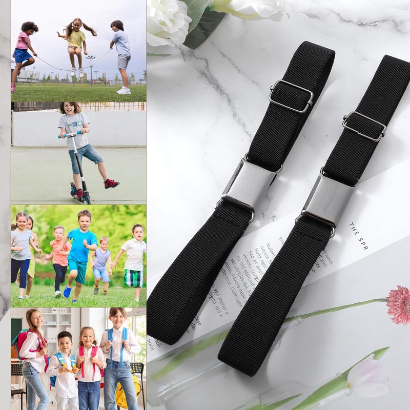 TIESOME 2PCS Adjustable Kids Elastic Belts, Stretch Waist Belts Black