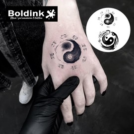 Temporary Tattoos, semi permanent tattoos, 15-day long lasting tattoo sticker, waterproof and anti-reflective, unique design(Yin - Yang Symbols)