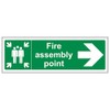 V Safety Fire Assembly Point Arrow Right Sign - Landscape