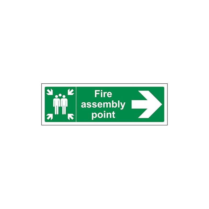V Safety Fire Assembly Point Arrow Right Sign - Landscape