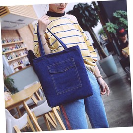 SHOWERORO Fashion Handbag Women Shoulder Bag Large Capacity Casual Denim Tote Bag Dark Blue Style