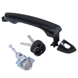 MOTOKU Front Left Black Exterior Door Handle and Door Lock Cylinder Kit for Hyundai Elantra 2017-2020 Driver Side w/ 2 Keys