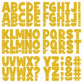 128 Pcs Gold Letter Stickers Glitter Large Bulletin Board Letters Alphabet Stickers Vinyl Self-Adhesive Sticker Letters for Poster Board Display Crafts Mailbox Door Classroom Decor (Gold, 2.5 Inch)