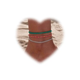 Crymystal Böhmen Schichten Türkis Frauen Fußkettchen Vintage Farbe Perlen Fußkettchen Armböden Silber Fußkettchen Kette Armböden Sommer Strand Fuß Fußkettchen Kette Schmuck Mädchen Geschenk
