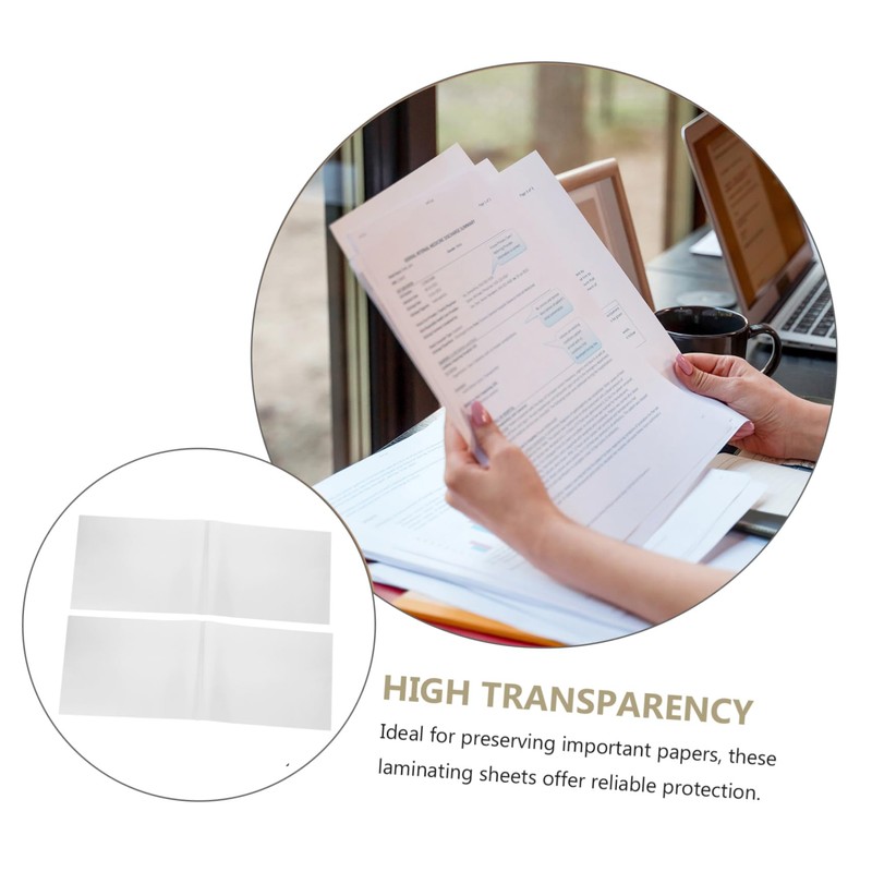 TEHAUX 100pcs Clear Plastic Laminating Sheets Protection Film High Transparency