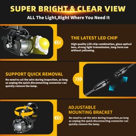 Kewig 60W Motorcycle Auxiliary LED Fog Light Driving Spotlights White/Amber Fog Light Kit with Switch Mount Brackets Wire Harness Switch Waterproof Offroad Work Lights for Motorcycle ATV Truck