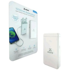 Atomi 10000mAh Battery Bank Built-in AirPods Charge Case & Smart USB Charge Port