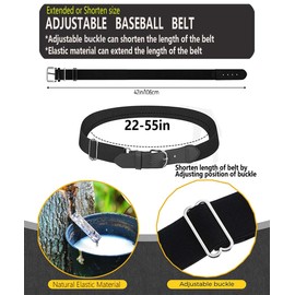 Thaplay Baseball/Softball Belt 2 Packs -Ajustable Size Uniform Belt for Men Kid Youth (Black)
