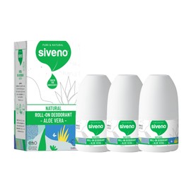 Siveno, All Natural Deodorant Roll-On | Aluminum Free Deodorant for Women & Men | Organic, Vegan | Fresh, Non Staining, Non Irritating | Cruelty Free, Non Toxic, Paraben Free | Aloe Vera, Pack of 3