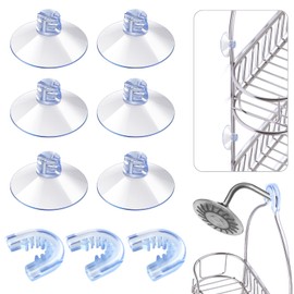 Tondiamo 6 Pieces Bathroom Shower Caddy Connectors Shower Caddie Easy to Attach with 3 Pieces Rubber Rings Bathroom Decor and Replacement (Suction Cup Holders)