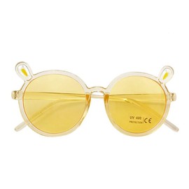 Sheri Mimi 521293007 Baby Sunglasses, With Case, Chibi Ears, UV400, Yellow Lens x Clear Frame, Clear One Size, clear