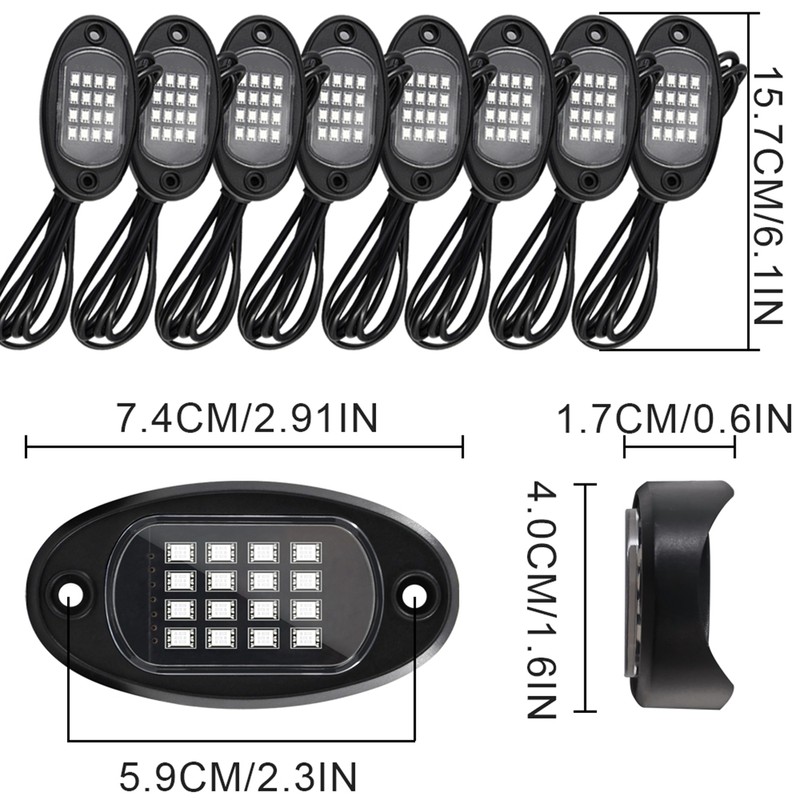 LED Rock Lights 8pcs Multicolor LED Lights Water Resistant with