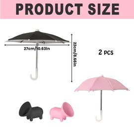 XcnPer Phone Umbrella for Sun, 2 Pack Phone Umbrella with 27cm Shade Diameter and 22cm Height, Black and Pink for Outdoor Activities, Travel, and Leisure
