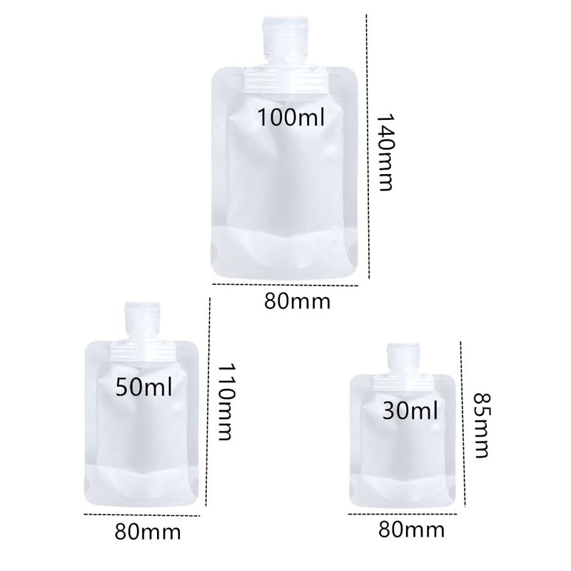 15 Pieces Travel Size Refillable Empty Squeeze Pouch,Refillable Travel Bottles