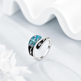 VENACOLY Sea Turtle Ring 925 Sterling Silver Turtle Ocean Ring Adjustable Vintage Thumb Spoon Rings for Women Sea Turtle Gifts, Sterling Silver, No Gemstone