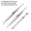sourcing map 3pcs Diamond Tweezer Holder Pick Up Tool Set
