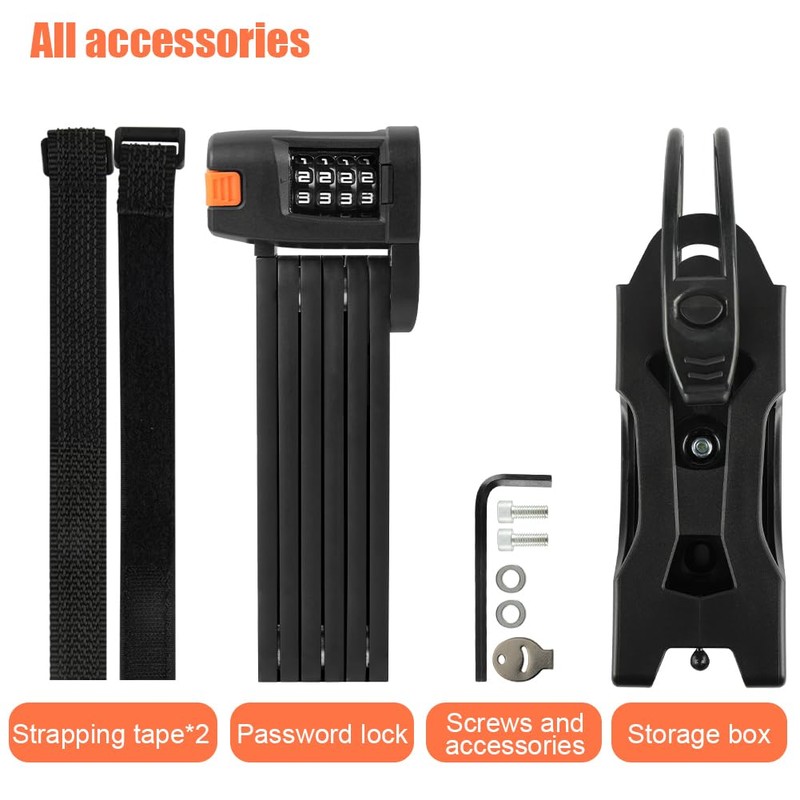 Flintronic Folding Lock, Bicycle Lock Combination Lock with 4-Digit Code,