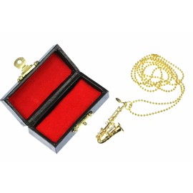 Miniblings Saxophone Chain Saxophone Necklace Saxophone Sax Gold-Plated 80 cm + Box - Handmade Fashion Jewellery - Ball Chain Gold-Plated, Metal