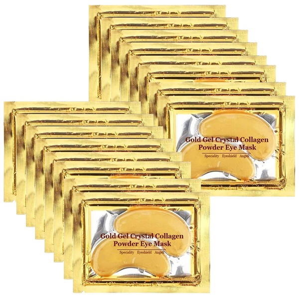 24K Gold Eye Mask, Jiasoval 16 Pairs Under Eye Patches Skin Treatment Mask, Crystal Collagen Under Eye Mask for Reducing Dark Circles, Moisturizing, Puffiness and Eye Bags, Anti-Wrinkle, Hydrating