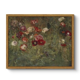 ARPEOTCY Framed Canvas Wall Art Prints, Living Room Hallway Shelf Decor, Poppies Floral Picture Paintings Wall Decor, Vintage Decor for Bedroom Bathroom Table, Aesthetic Room Decor, 20x25cm