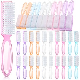 Patelai 30 Pcs Nail Scrubber Brushes Bulk Handle Grip Manicure Brushes for Cleaning Fingernails Pedicure Cleaning Brush for Toes and Fingernail Cleaning(Clear Colors)