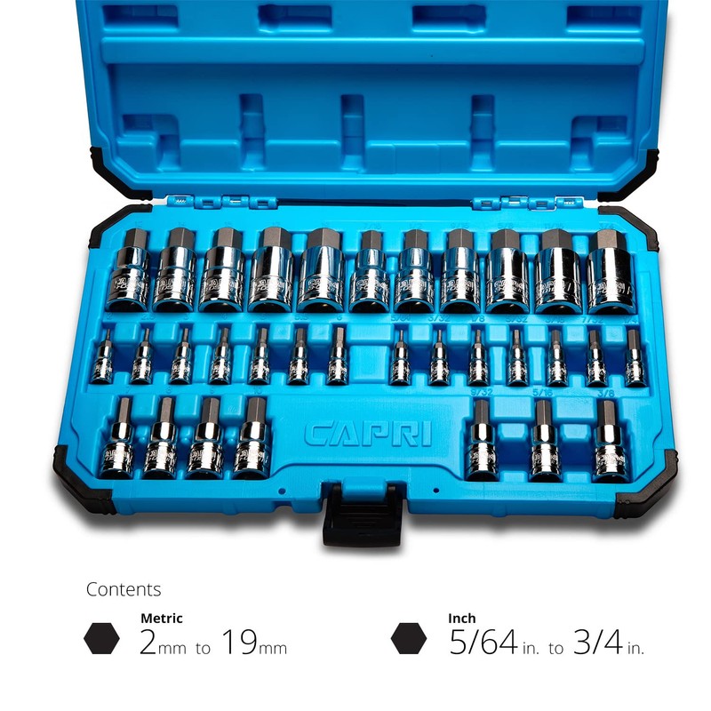Capri Tools Master Hex Bit Socket Set, Metric and SAE,