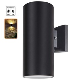 Dusk to Dawn Sensor Outdoor Wall Sconce, ZUUKOLE Exterior Lighting - ETL Listed, Die-Casting Aluminum Waterproof Wall Mount Cylinder Design - Up Down Light Fixture for Porch, Garage, Garden and Patio
