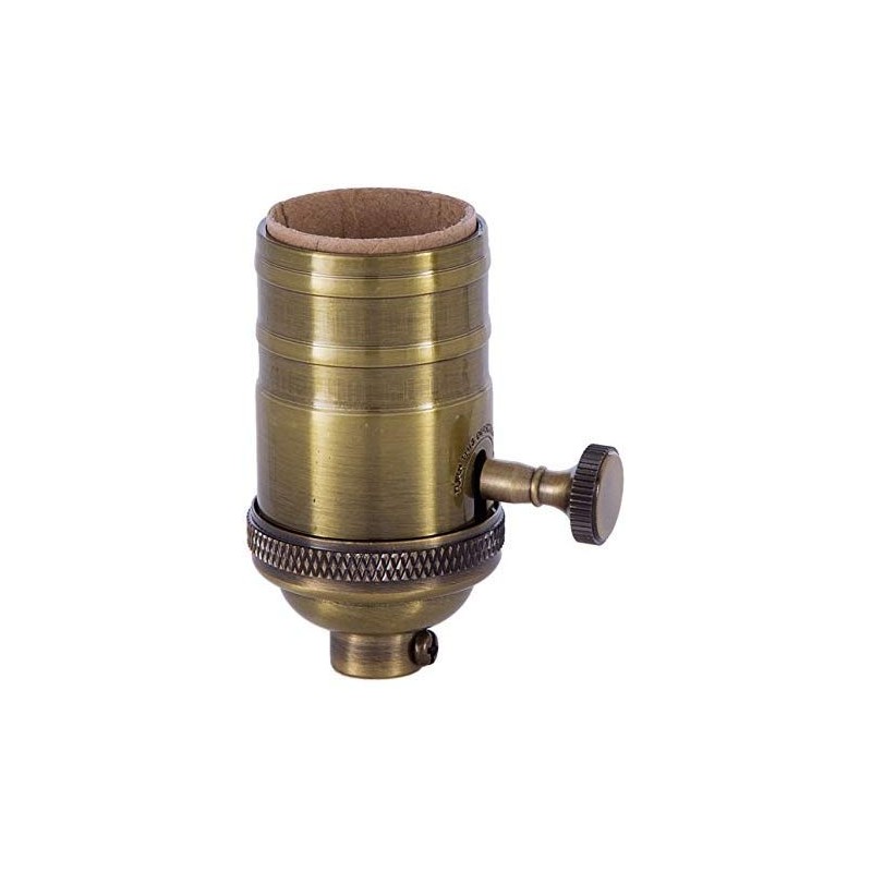 B&P Lamp® Heavy Turned Brass Socket with Brass Knob, Antique