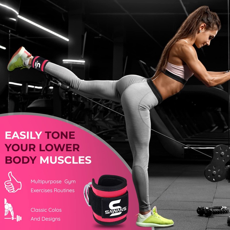 SAWANS Ankle Straps for Cable Machine Attachments Gym Ankle Cuffs