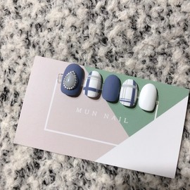 MunNail Pearl Check Nail - Long Oval / MunNail 진주 체크네일 - 롱오벌