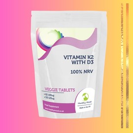 Vitamin K2 100µg with D3 125µg Tablets – High-Potency Bone and Heart Health Support Supplement