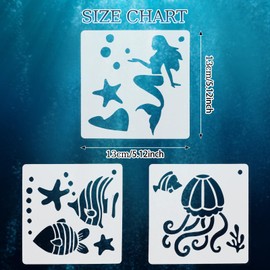 Abeillo Pack of 20 Sea Animal Stencils, Sea Painting Templates, Reusable Drawing Stencils for DIY, Crafts, Scrabooking, Wooden Wall - 13 x 13 cm